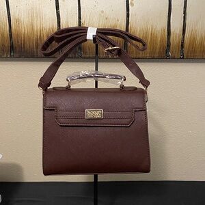 Badgley Mischka Brown Structured Crossbody Top-Handle Bag